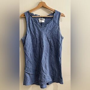 Flax Washed Blue Linen-Blend Sleeveless Tank